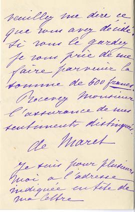 List od G. de Maret do Erazma Majewskiego (rękopis)  strona 2