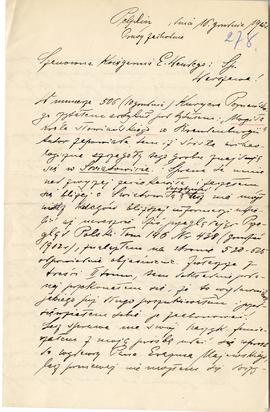 List od Kazimierza Chmieleckiego do Erazma Majewskiego (rękopis)  strona 1