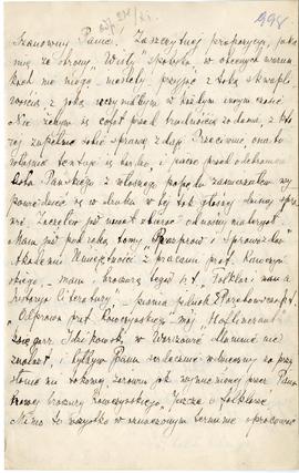 List od Witolda Klingera do Erazma Majewskiego (rękopis), strona 1