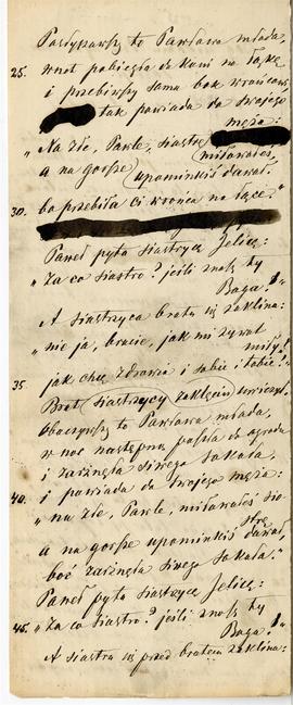 Fragment rękopisu tłumaczenia na język polski serbskich pieśni ludowych  strona 6