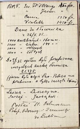 Notes nr 22 z wpisami odręcznymi  Erazma Majewskiego z okresu od 15.05.1885 r. - 08.09.1885 r.  s...