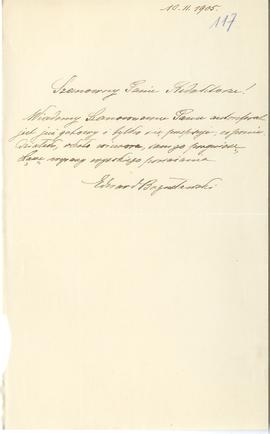 List od Edwarda Bogusławskiego do Erazma Majewskiego (rękopis)  strona 1