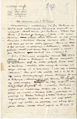 Wspomnienia Adolfa Černego o Janie Karłowiczu (rękopis  druk)  strona 1