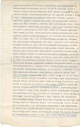 Pismo (maszynopis) - akt darowizny zbiorów MEM Towarzystwu Naukowemu Warszawskiemu z 03.06.1921 r...