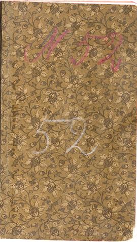 Notatnik nr 52 z odręcznymi notatkami Erazma Majewskiego - wyklejka z odręcznie napisanym numerem 52