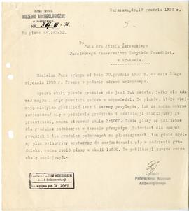 Maszynopis pisma Romana Jakimowicza  Dyrektora Państwowego Muzeum Archeologicznego w Warszawie  d...