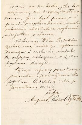 List od Augusta Karola Barke do Erazma Majewskiego (rękopis)  strona 2