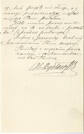 List od Aleksandra Bydłowskiego do Erazma Majewskiego (rękopis)  strona 3