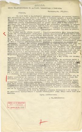 Maszynopis odpisu listu Włodzimierza Antoniewicza do Józefa Żurowskiego z czerwca 1928 r.  strona 1