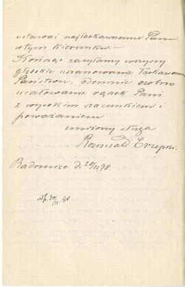 List Romualda Erzepki do Erazma Majewskiego (rękopis)  strona 4