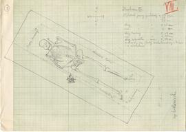 Rysunek odręczny jbw. Gródek  pow. Równe  pole "Nad Rudnikiem". Plan jamy grobowej w ku...