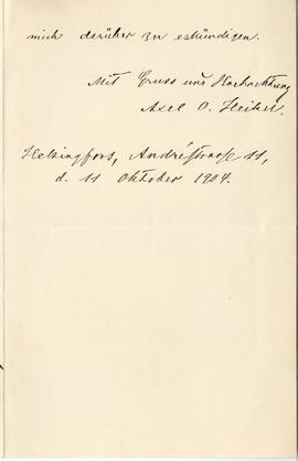 List od Axela O. Heikela do Erazma Majewskiego (rękopis)  strona 3