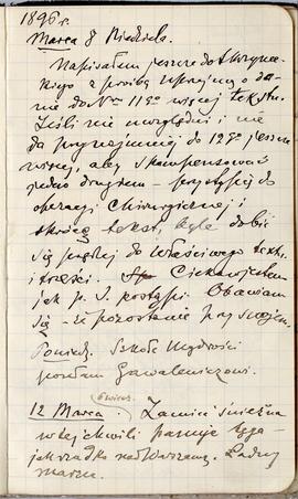 Notes nr  49 z wpisami odręcznymi  Erazma Majewskiego z okresu 08.03.1896 r.-20.07.1896 r.  strona.