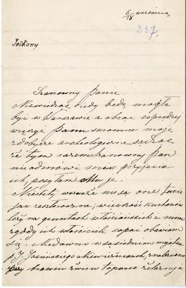 List od Marii Butrymówny do Erazma Majewskiego (rękopis)  strona 1