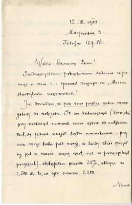 List od Wiktora Gomulickiego do Erazma Majewskiego (rękopis)  strona 1