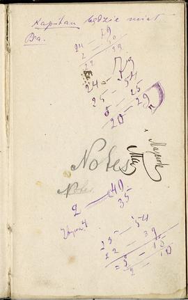 Notes nr 1 z okresu 29.06.1873 r.-24.09.1874 r.  Notatki odręczne Erazma Majewskiego z liczbami i...