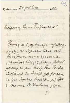 List od Włodzimierza Antoniewicza do Erazma Majewskiego (rękopis)  strona 1