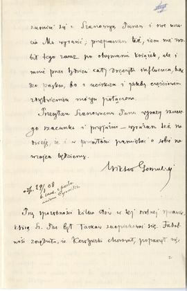 List od Wiktora Gomulickiego do Erazma Majewskiego (rękopis)  strona 3