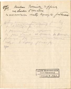 Odręczne notatki Józefa Żurowskiego pt. "Historja wykopaliska w Jakuszowicach" sporządz...