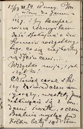 Notes nr 21 z wpisami odręcznymi  Erazma Majewskiego z okresu 01.12.1884 r.-15.05.1885 r.  strona.