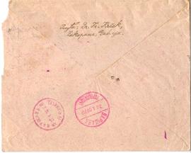 Koperta zaadresowana do Redakcji "Wisły". Nadawca: Franciszek Krček (rewers)