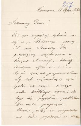 List od Ksawerego Chamca do Erazma Majewskiego (rękopis)  strona 1