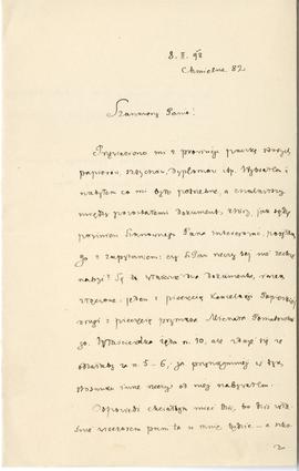 List od Wiktora Gomulickiego do Erazma Majewskiego (rękopis)  strona 1