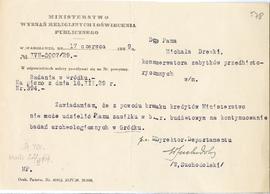 Maszynopis. Pismo Ministerstwa Wyznań Religijnych i Oświecenia Publicznego nr IVN.5007/29 z dn. 1...