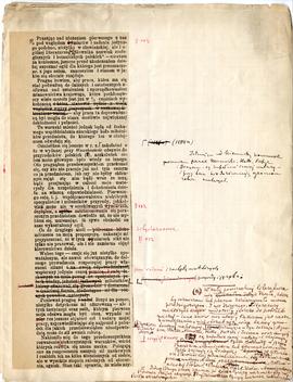 Notatki Erazma Majewskiego do artykułu pt.: „Głos w sprawie mowy i nauki krajowej”. Wklejony wyci...