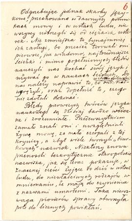 Rękopis Erazma Majewskiego. Tytuł: „Jakiem powinno być mianownictwo polskie w zoologii i botanice...