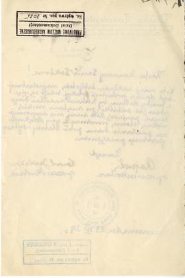 Rękopis pisma Zarządu Polskiego Towarzystwa Prehistorycznego w Poznaniu do Józefa Żurowskiego  z ...