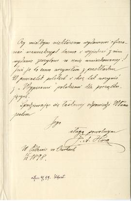 List od prof. F. A. Hory do Erazma Majewskiego (rękopis)  strona 3