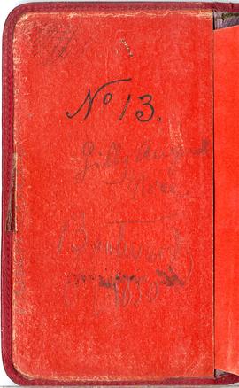 Notes nr 13 z okresu 01.02.1882 r.- 01.05.1882 r.Druga strona okładki notesu z  napisem odręcznym...