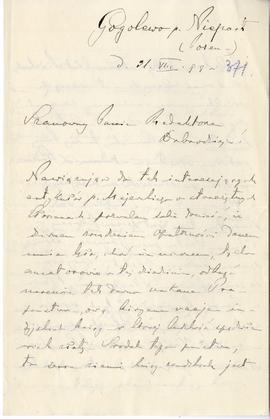 List od Wandalina Czarneckiego do Erazma Majewskiego (rękopis)  strona 1