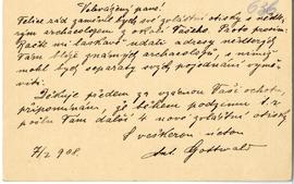 Karta pocztowa od Ant. Gottwalda do Erazma Majewskiego (rękopis)  strona 2 (rewers)