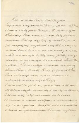 Karta pocztowa Romualda Erzepki do Erazma Majewskiego (rękopis)  strona 1 (rewers)