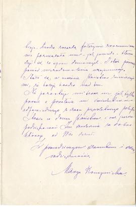 List od Marii Konopnickiej do Erazma Majewskiego (rękopis)  strona 3