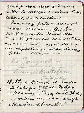 Notatnik nr 66 z odręcznymi notatkami Erazma Majewskiego - cd. listu w języku francuskim do Zabor...