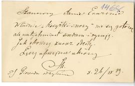 Bilet wizytowy Juliana Maszyńskiego (rękopis)  strona 2