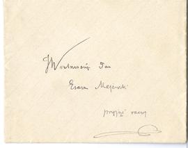 Koperta zaadresowana przez Wiktora Gomulickiego do Erazma Majewskiego (rękopis)  strona 1 (awers)