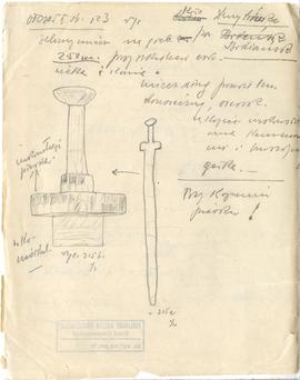 Odręczne notatki Józefa Żurowskiego z raportów Carskiej Komisji Archeologicznej w Petersburgu wra...
