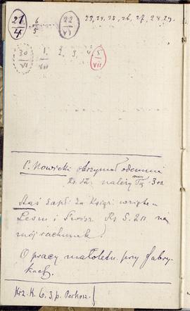 Notes nr 19 z wpisami odręcznymi  Erazma Majewskiego z okresu 05.07.1884 r.- 29.08.1884 r.  strona.