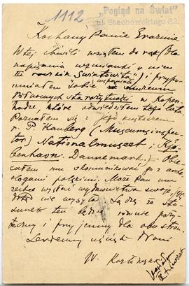 Karta pocztowa od Władysława Kozłowskiego do Erazma Majewskiego  strona 2