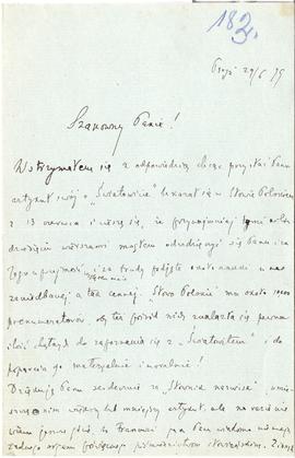 List od Włodzimierza Bugiela do Erazma Majewskiego (rękopis)  strona 1