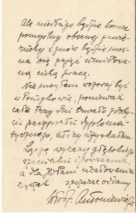 List od Włodzimierza Antoniewicza do Erazma Majewskiego (rękopis)  strona 3