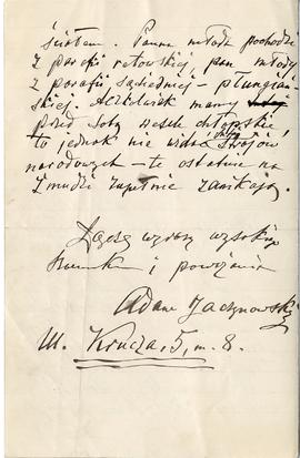 List od Adama Jaczynowskiego do Erazma Majewskiego (rękopis)  strona 2