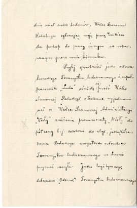 List od prof. Ludwika Młynka do Redakcji "Wisły" (rękopis)  strona 2