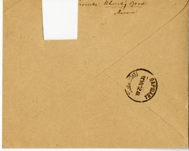 Koperta zaadresowana przez F. L. Červinkę do Erazma Majewskiego (stempel)  strona 2 (rewers)