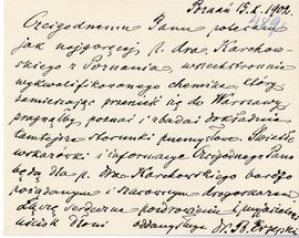 List Bolesława Erzepki do Erazma Majewskiego (rękopis)  strona 1