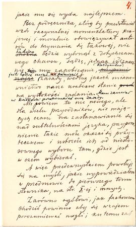 Rękopis Erazma Majewskiego. Tytuł: „Jakiem powinno być mianownictwo polskie w zoologii i botanice...